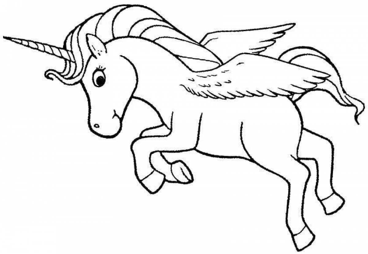 Exotic unicorn coloring page