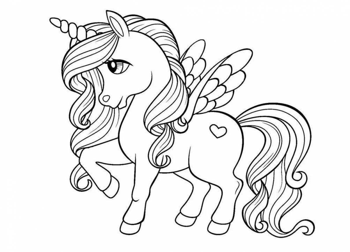 Coloring page unusual unicorn