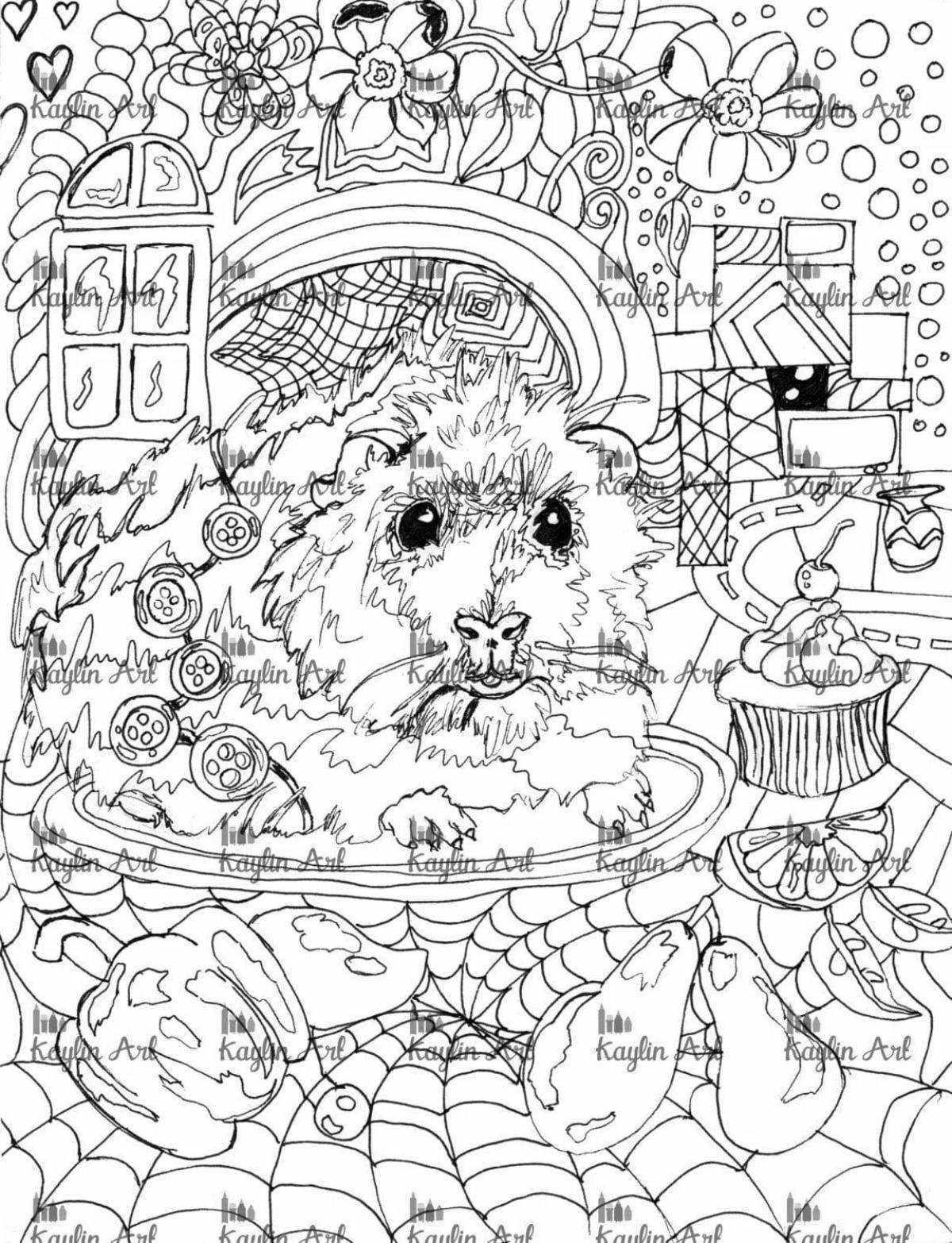 Fancy coloring hamster antistress