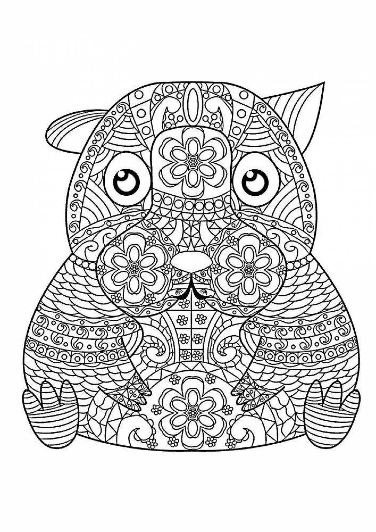 Peaceful coloring hamster antistress