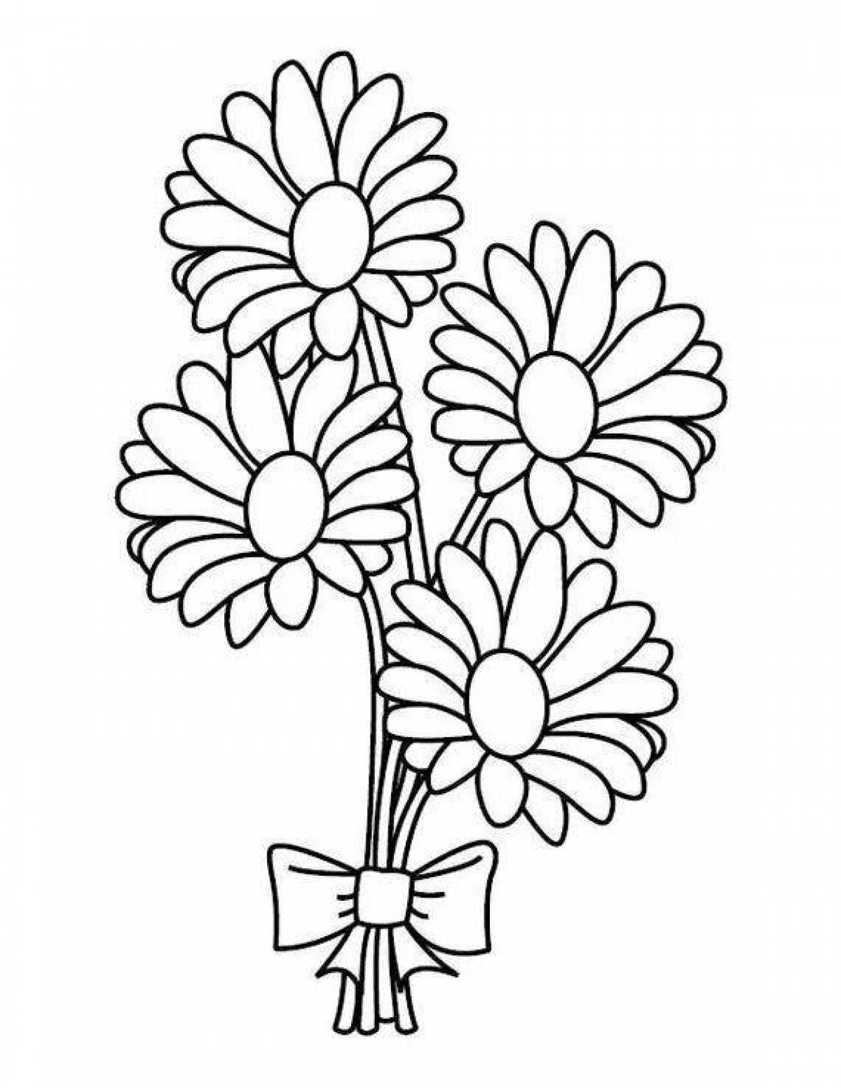 Coloring page charming chamomile flowers