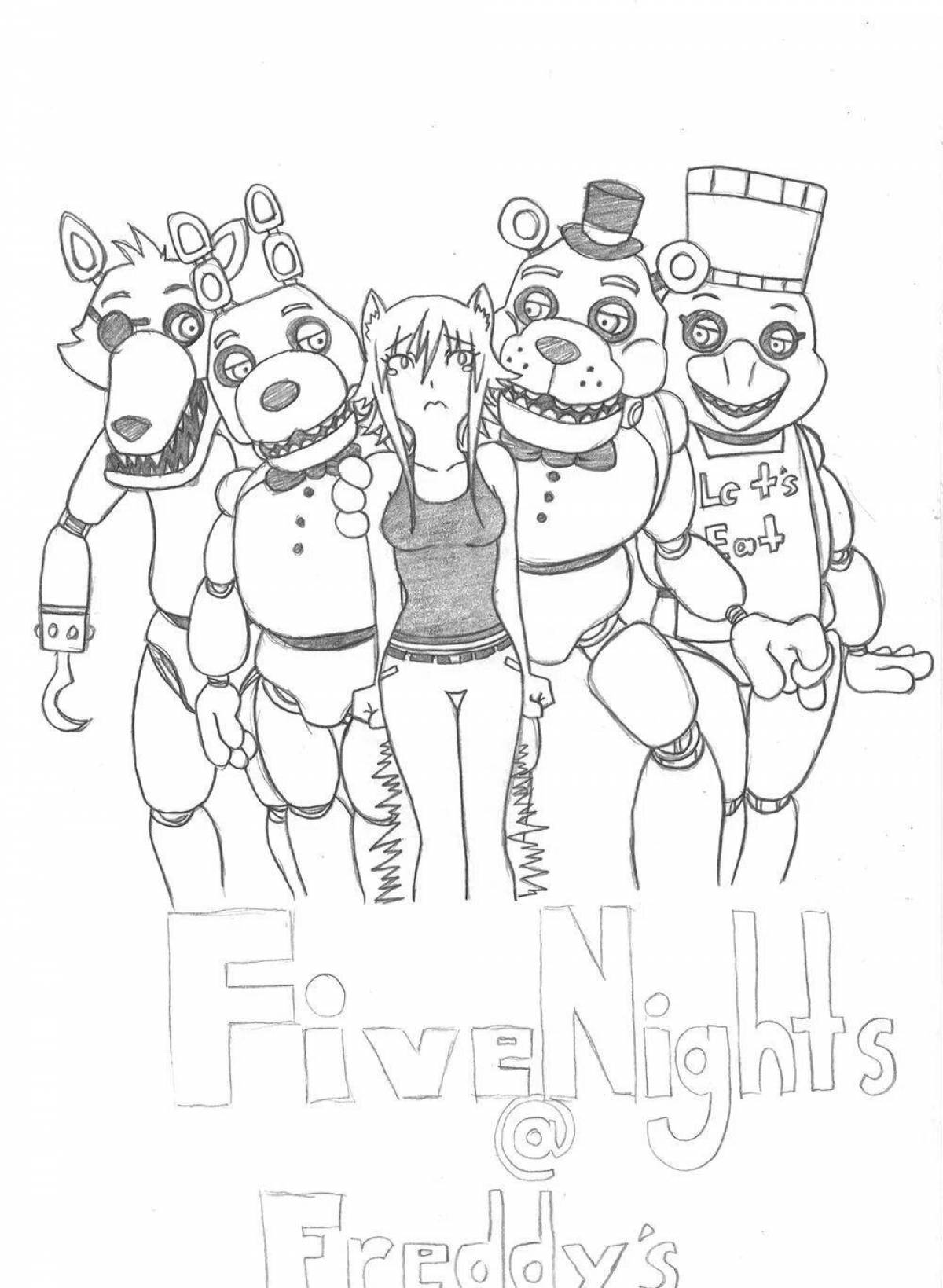 Красочный плакат fnaf раскраска