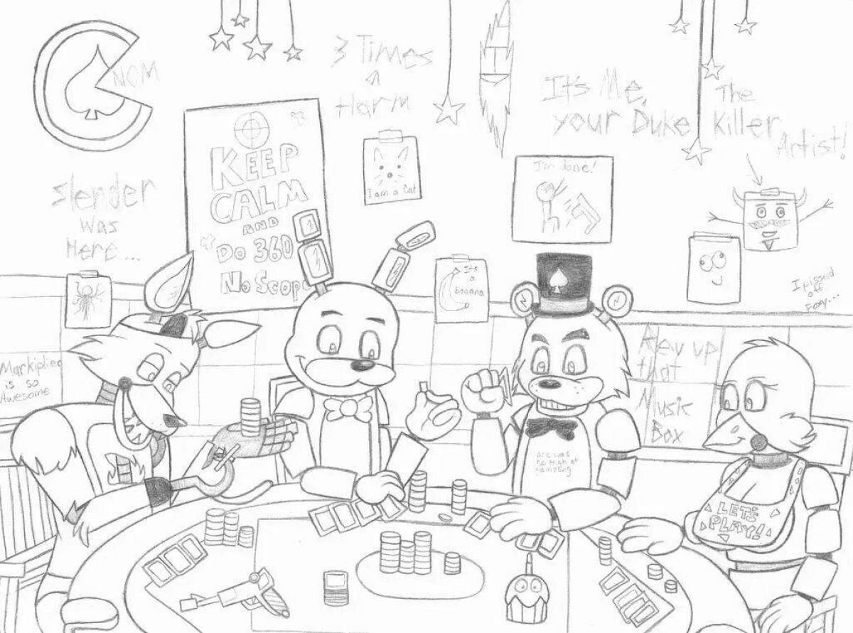 Exciting fnaf poster coloring page