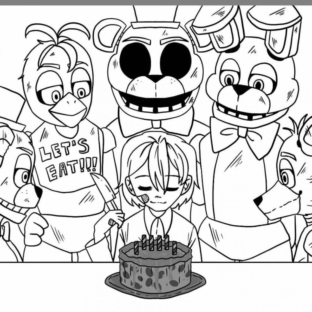 Adorable fnaf poster coloring page