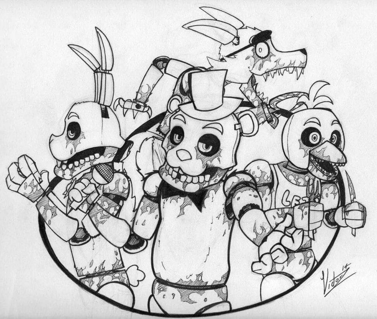 Cute fnaf poster coloring page