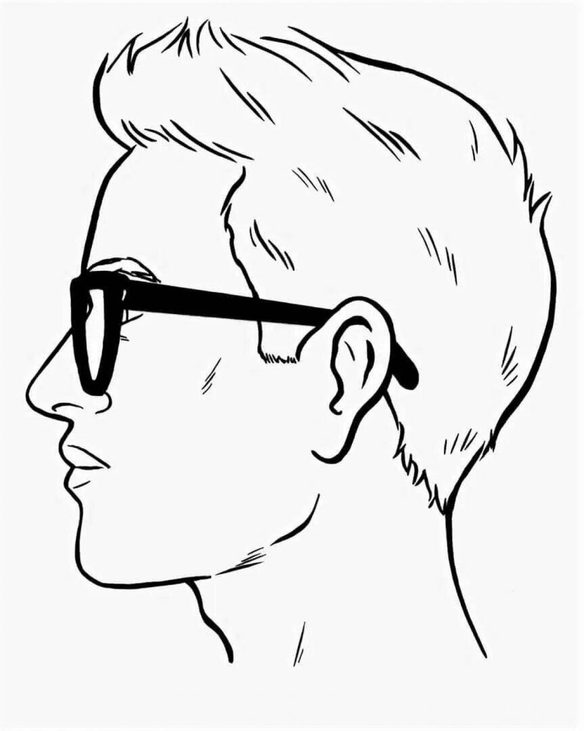 Coloring book happy male face