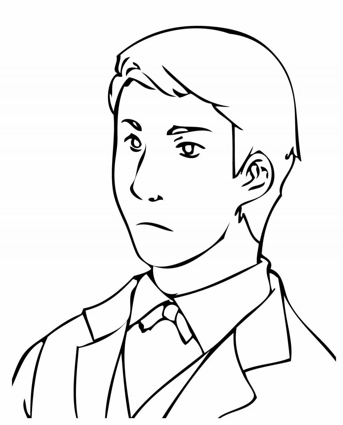 A striking man's face coloring page