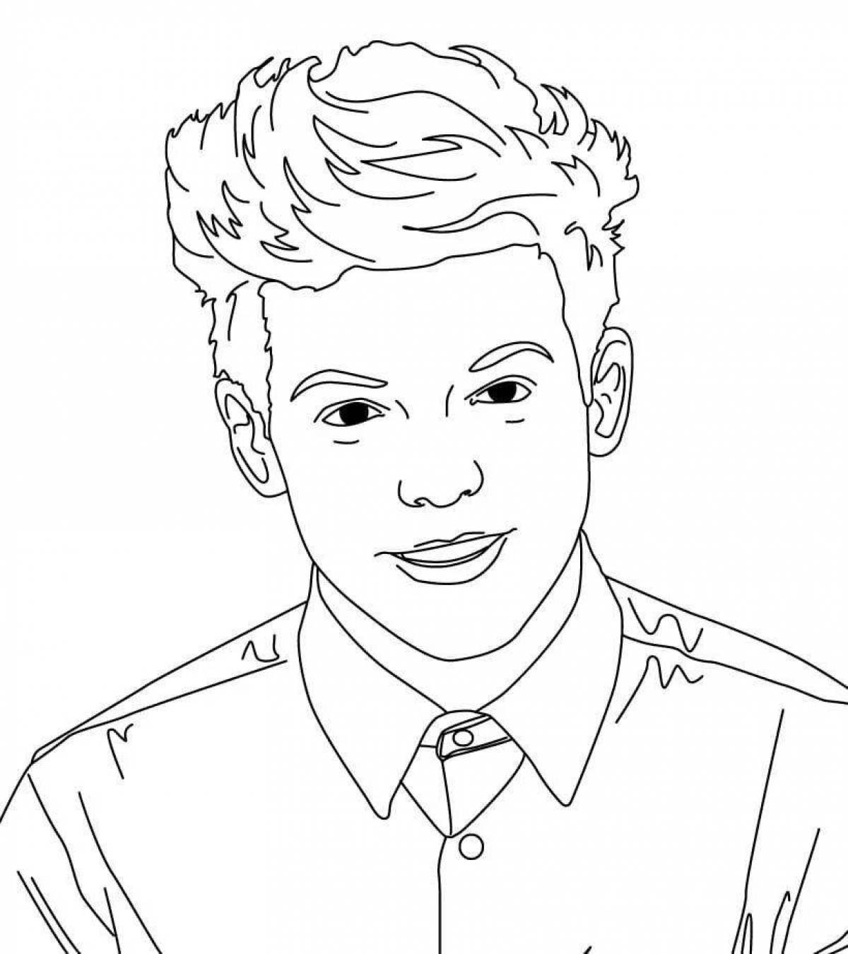 Saucy man face coloring page