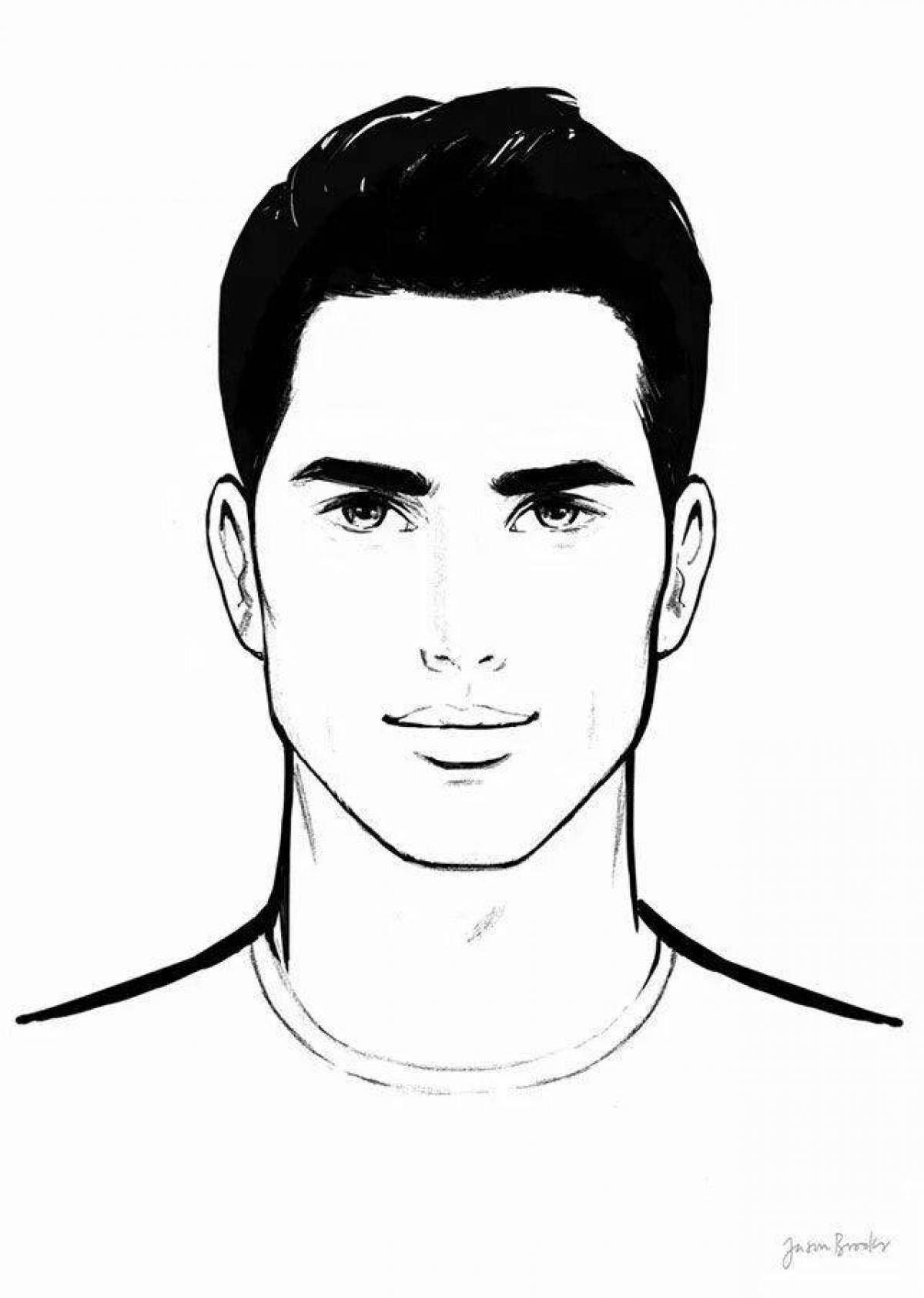 Coloring book elegant male face