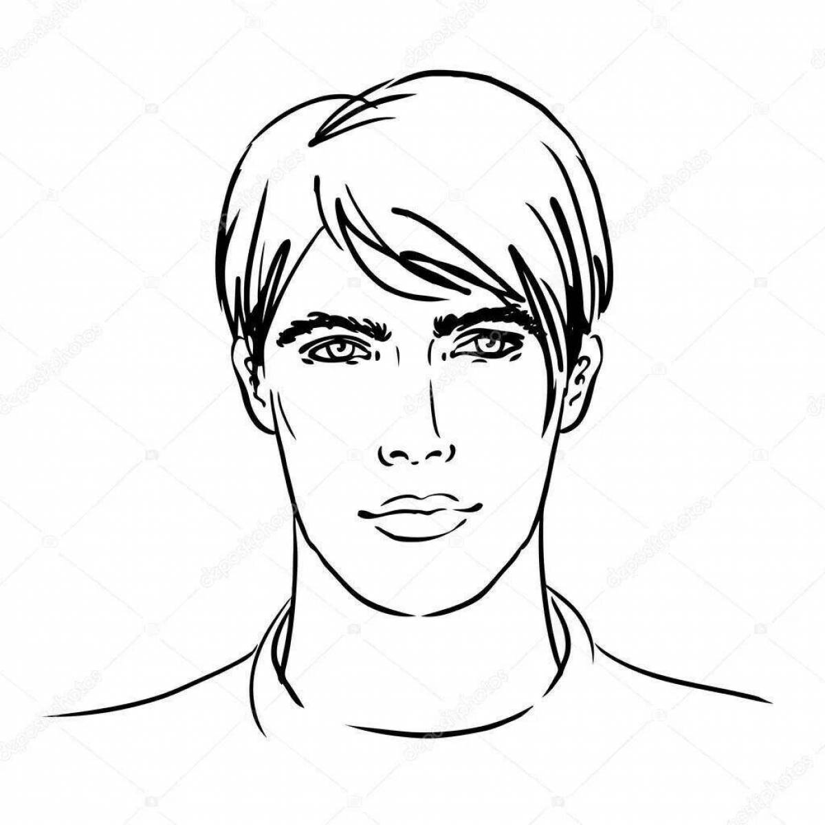 Coloring page graceful male face