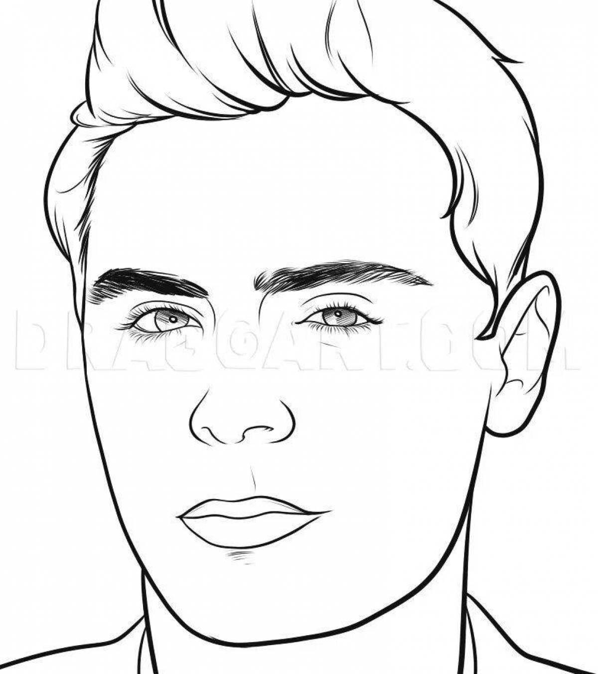 Coloring page of a balanced person's face