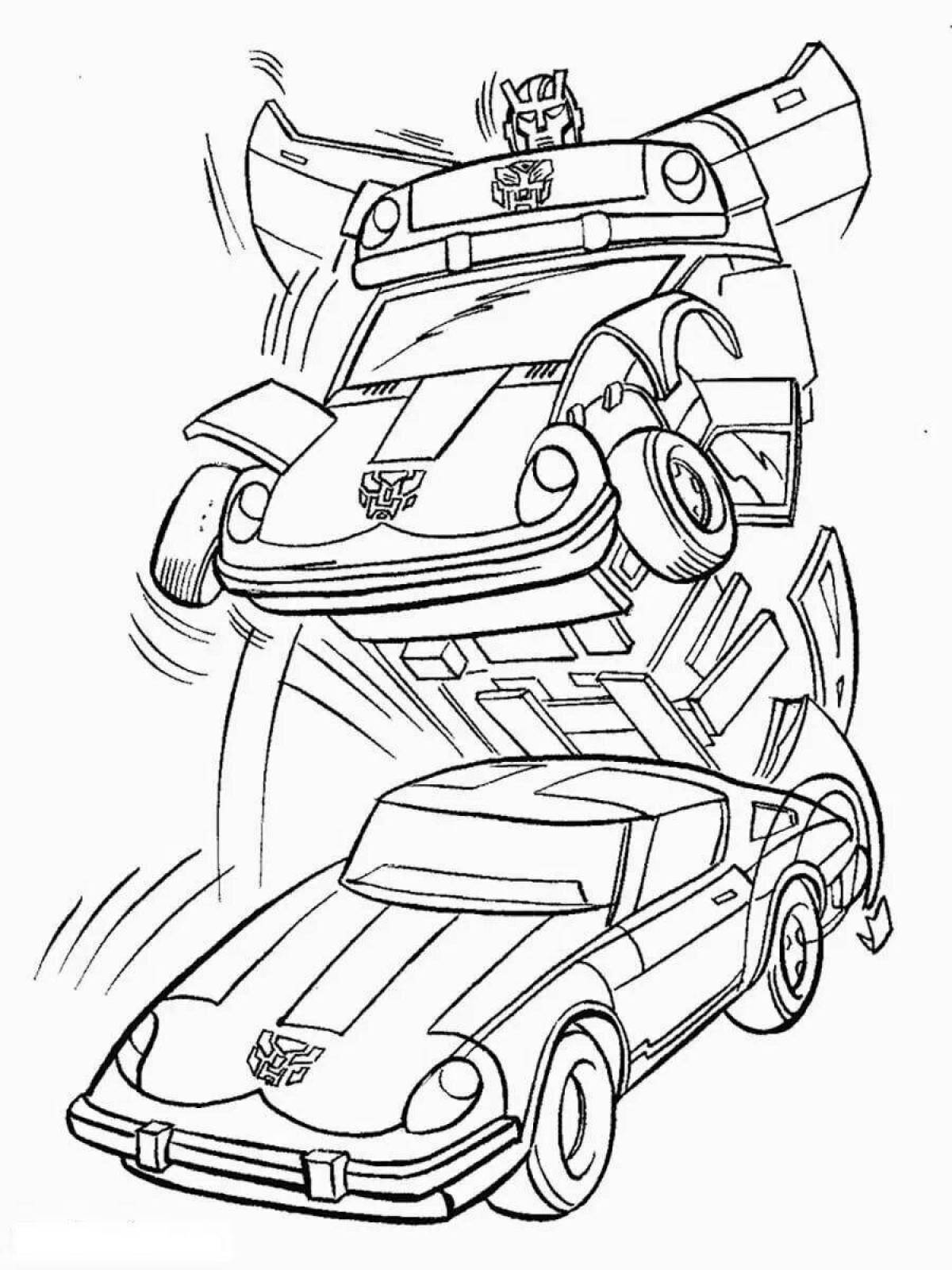 Colorful transforming car coloring page