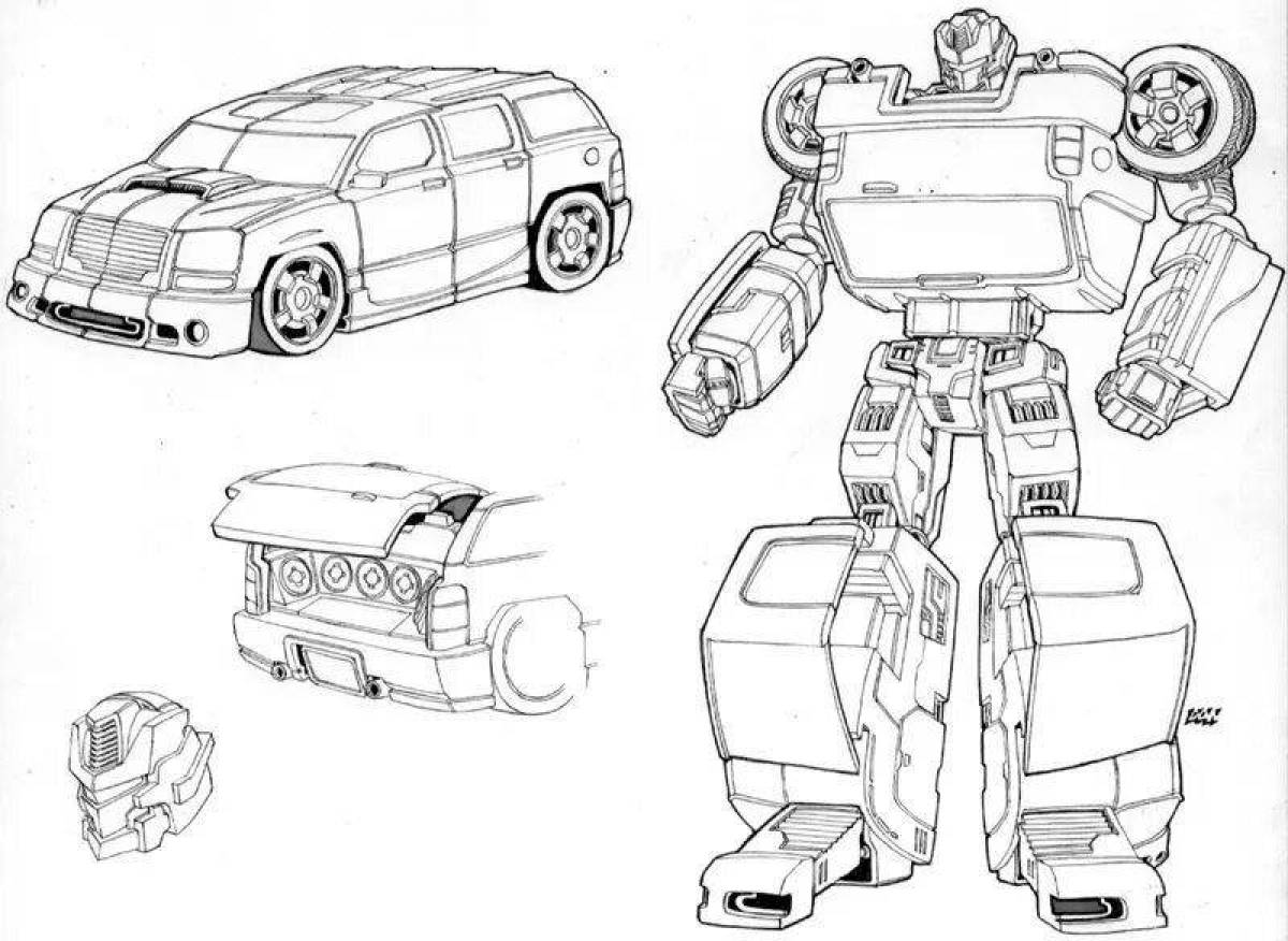 Coloring funny car-transformer