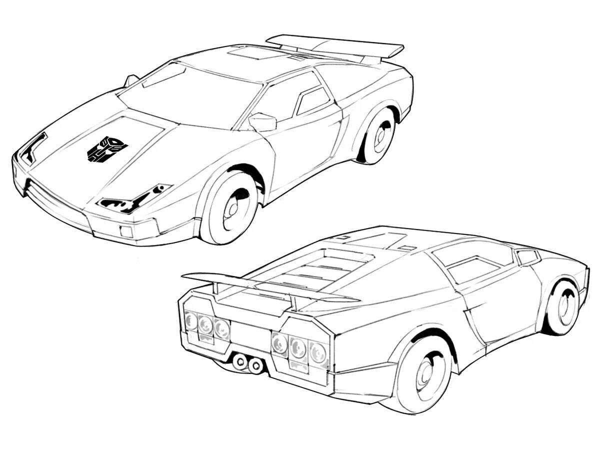 Playful transforming car coloring book