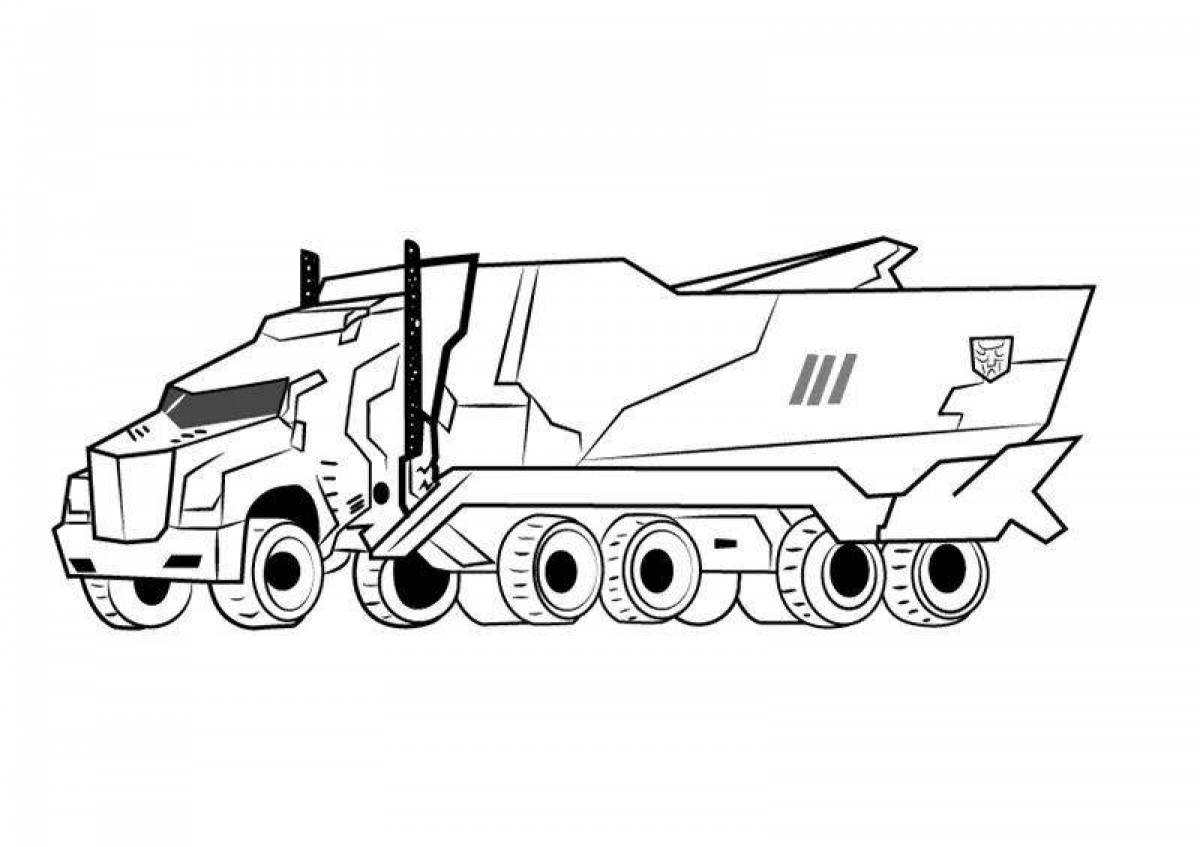 Coloring page dazzling transforming car