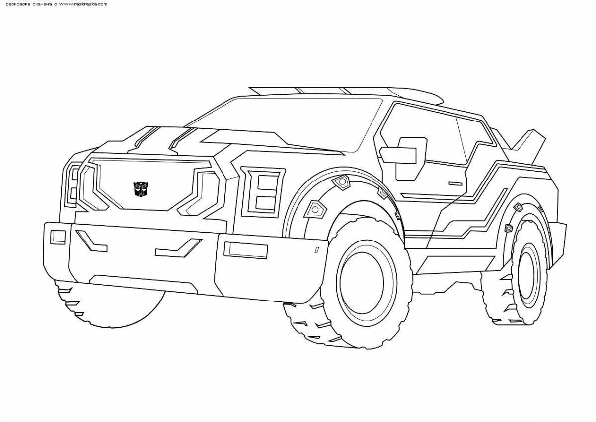 Coloring page elegant transforming car