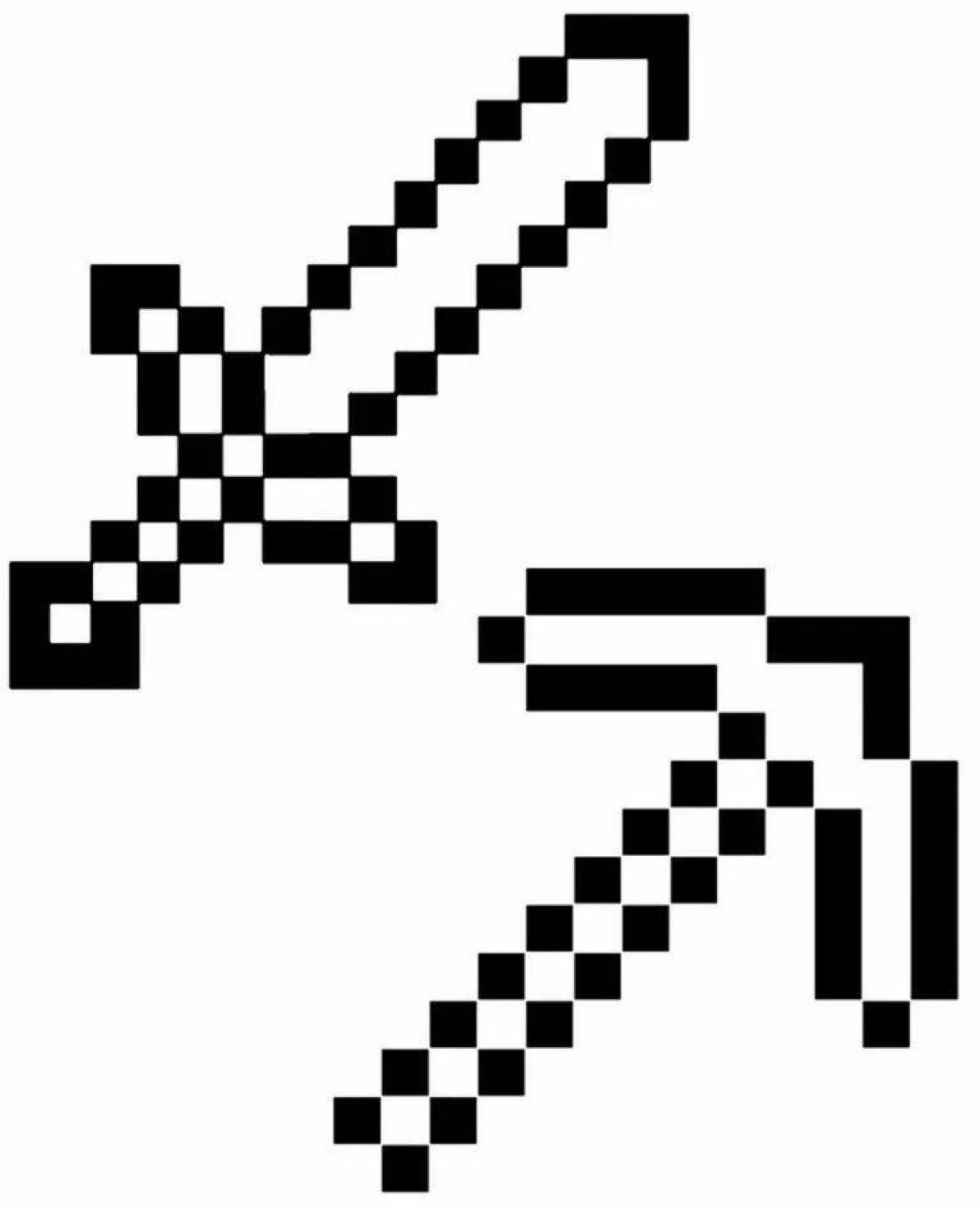 Unique minecraft bow coloring page