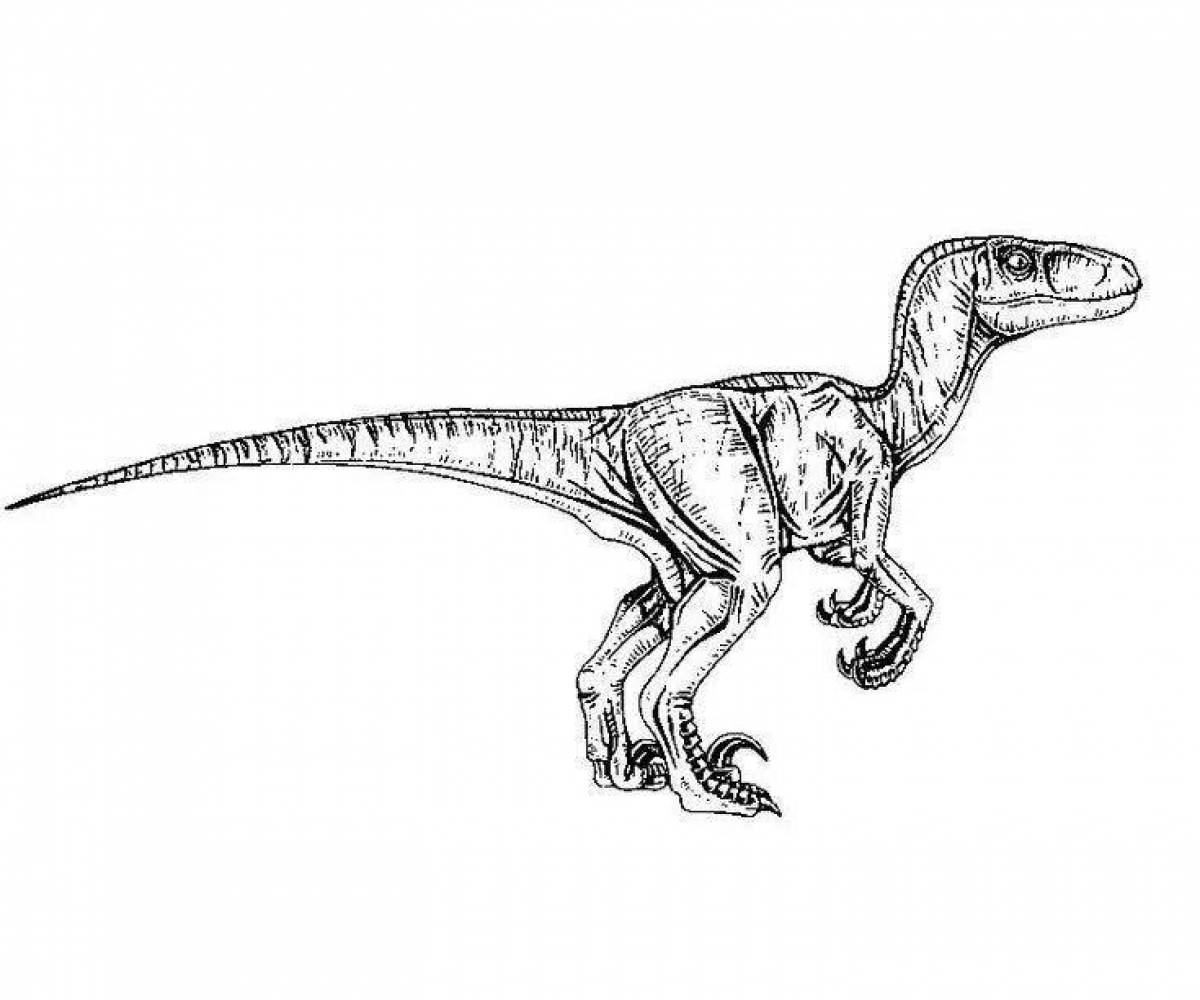 Красочная страница раскраски с синим динозавром