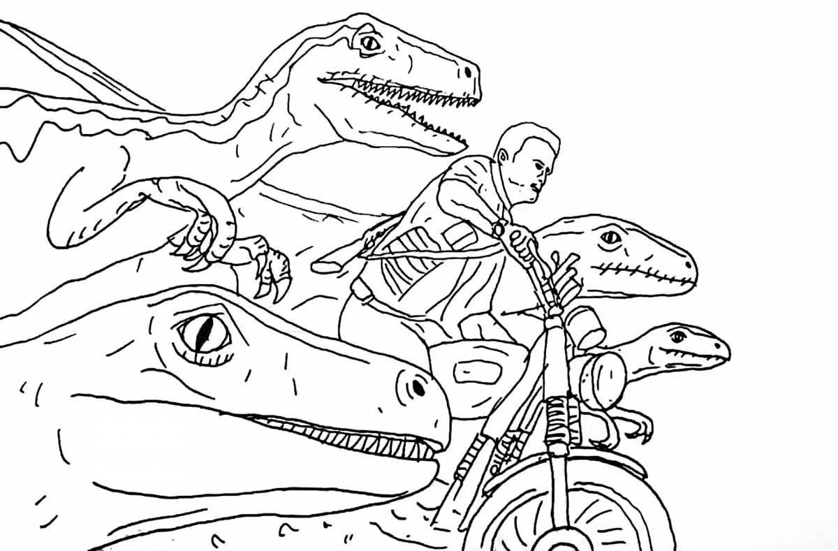Rampant blue dinosaur coloring page