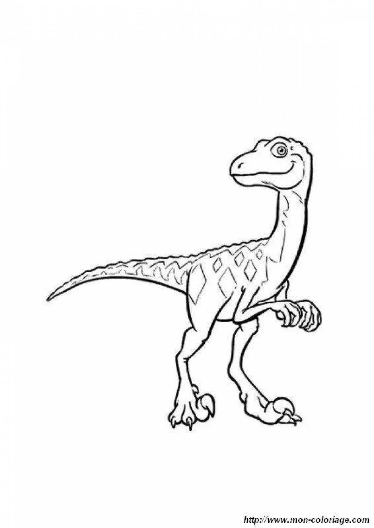 Очаровательная страница раскраски с синим динозавром