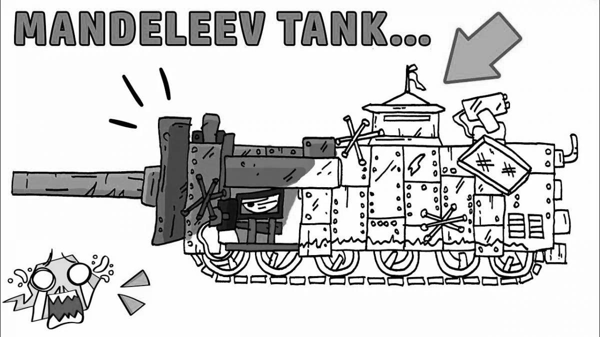 Раскраска веселый карл танк