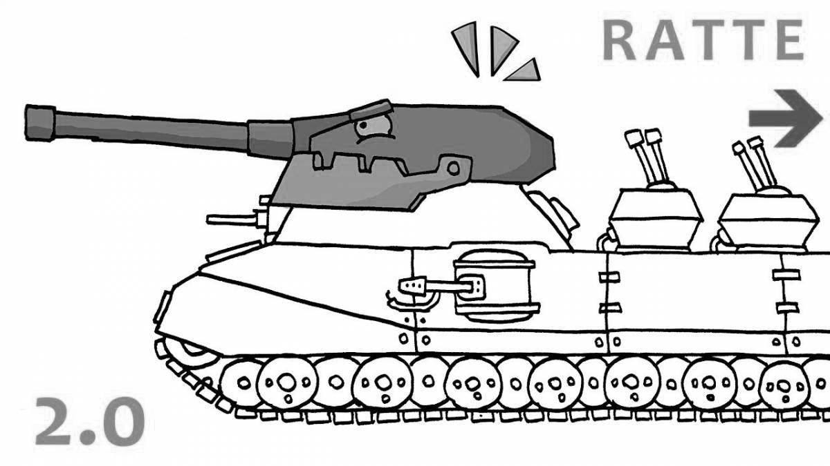 Раскраска радостный карл танк