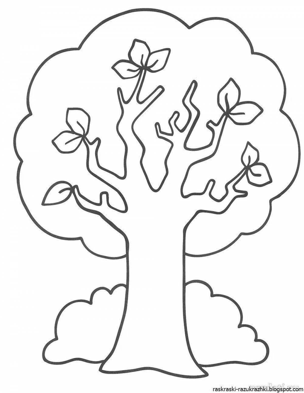 Coloring page with gorgeous tree pattern