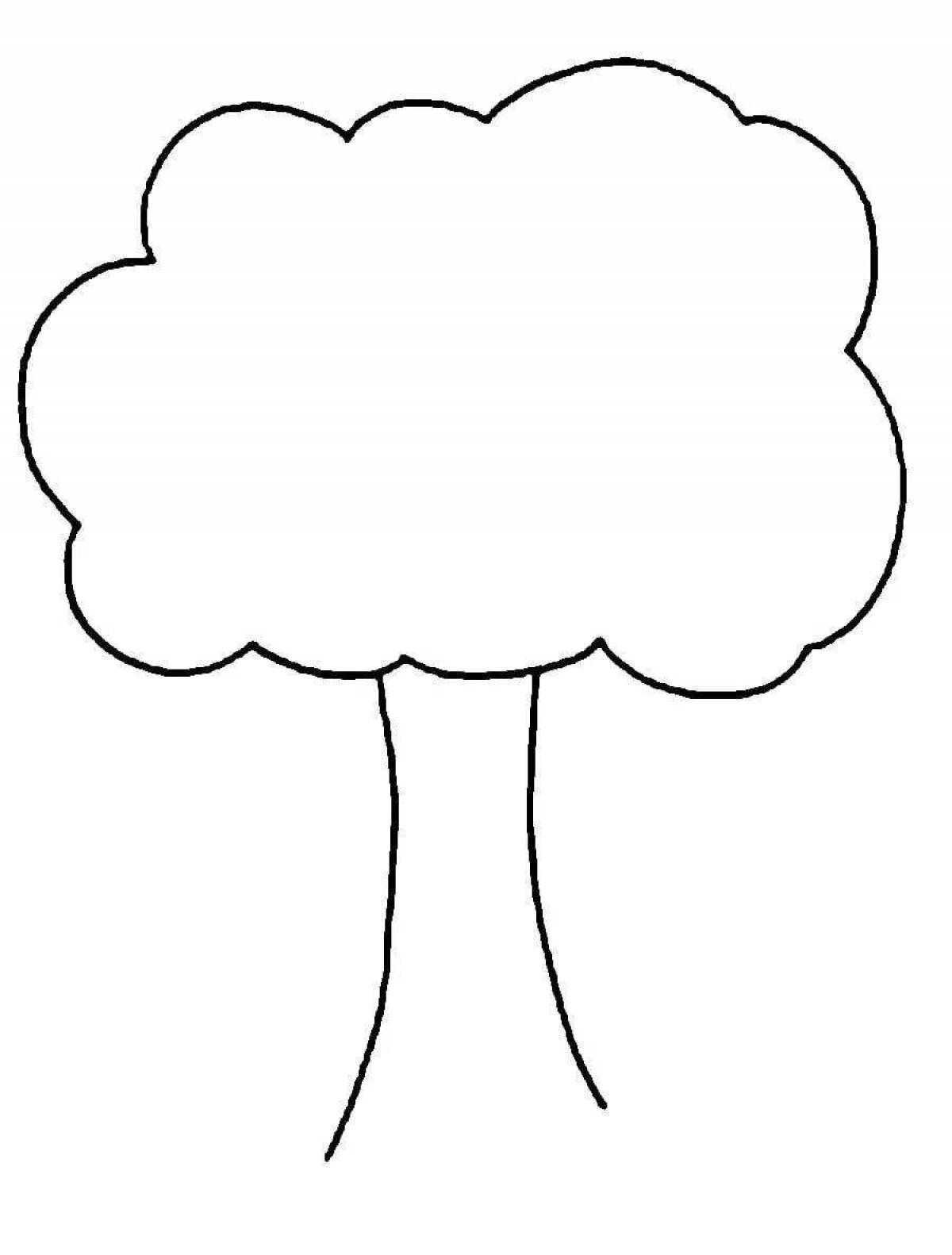 Coloring page of a tree with a bright pattern