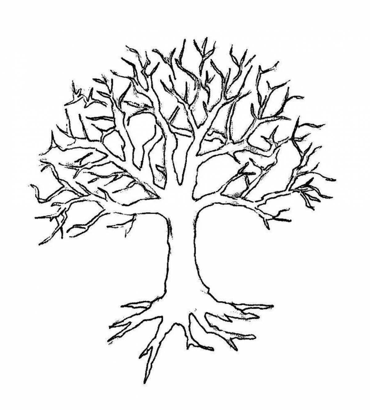 Coloring page of a fascinating tree pattern
