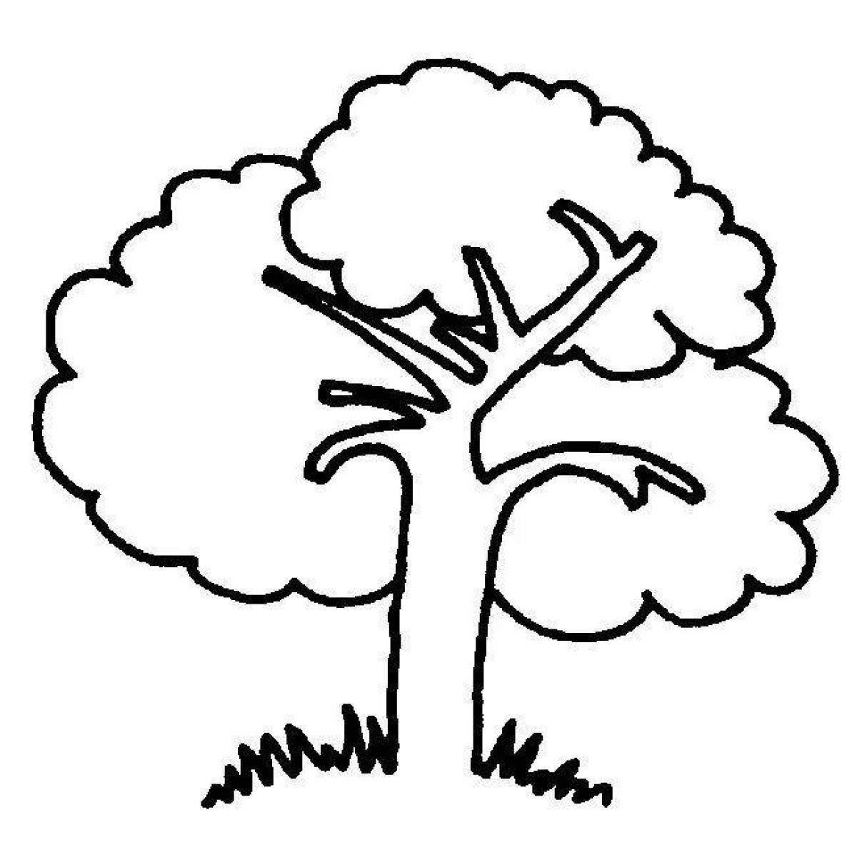 Tree coloring page with detailed drawing
