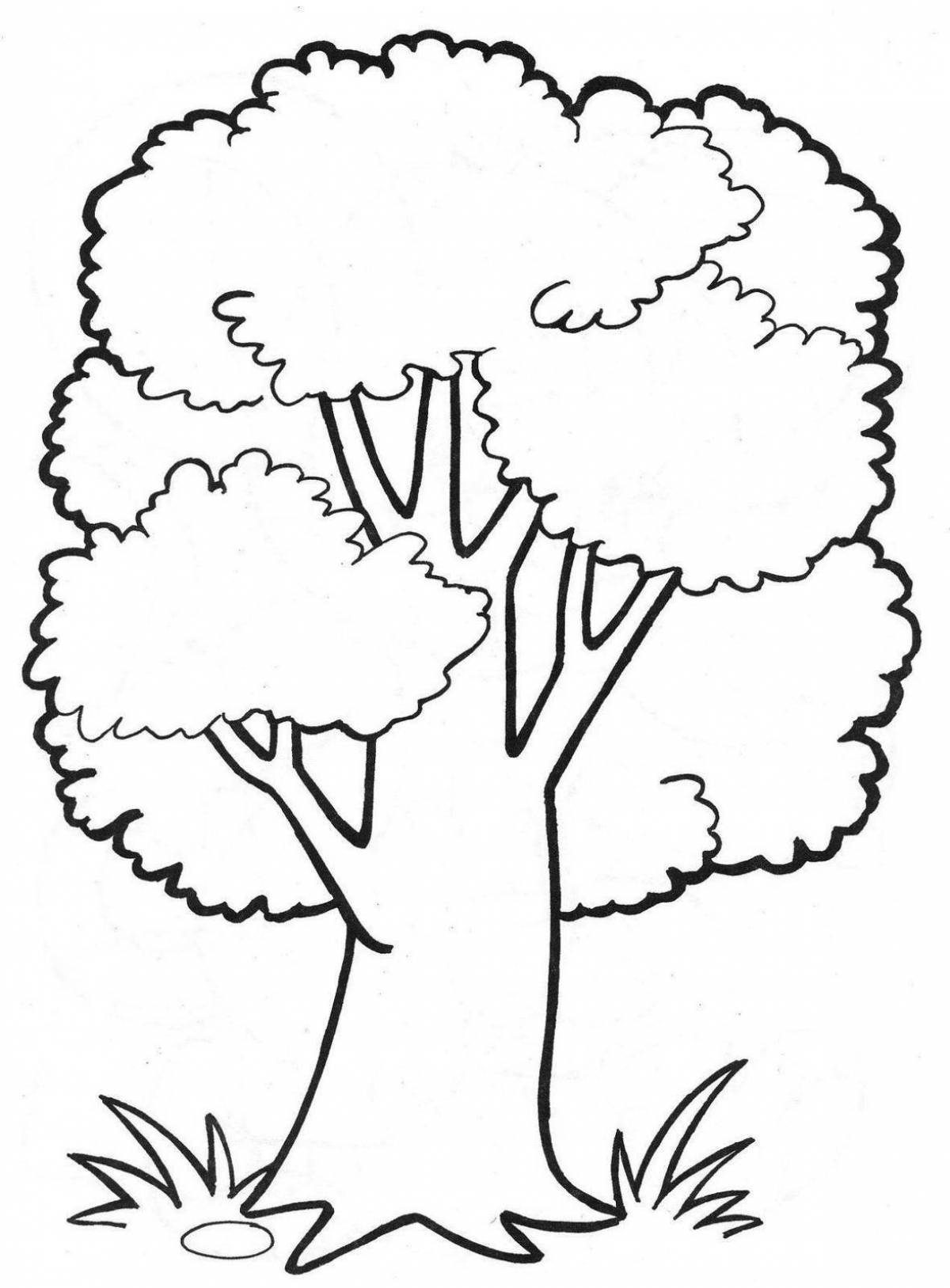 Tree coloring page with unique pattern