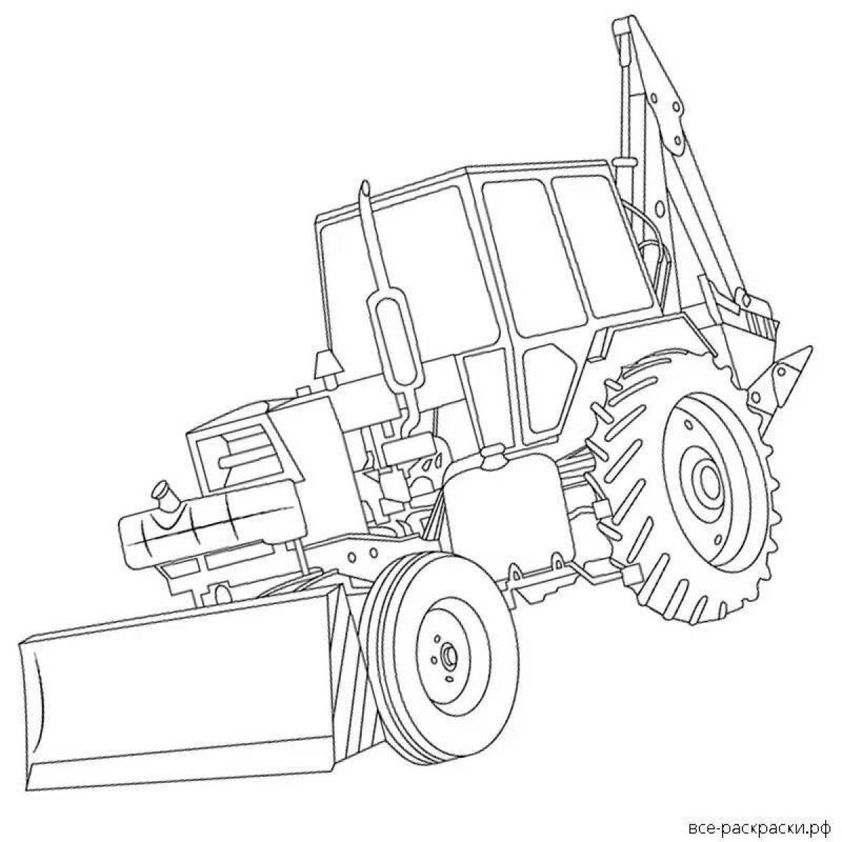 Colorful MTZ tractor coloring book