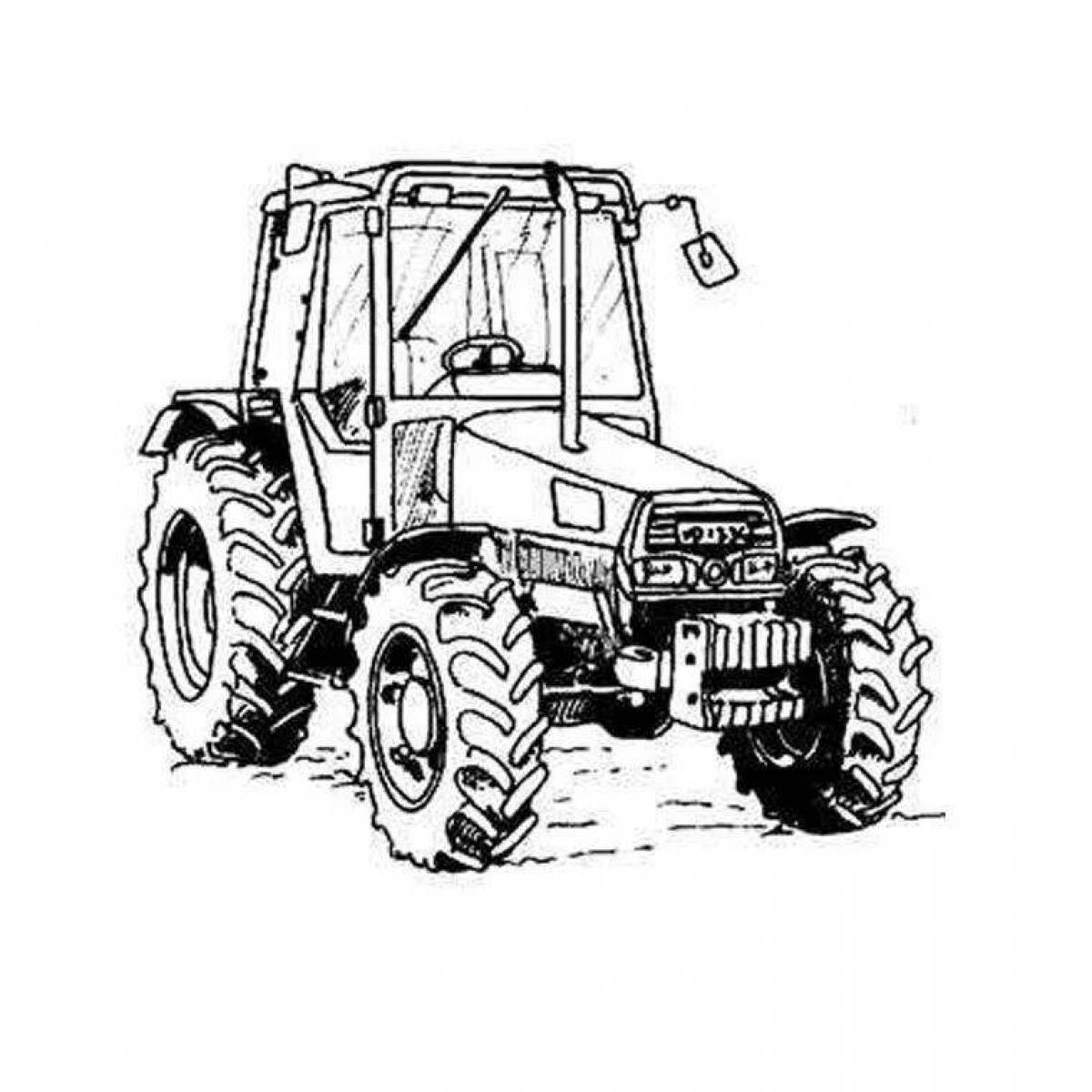 Coloring page cheerful MTZ tractor