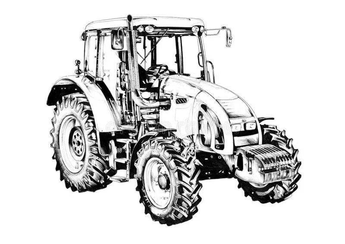 Playful mtz tractor coloring page