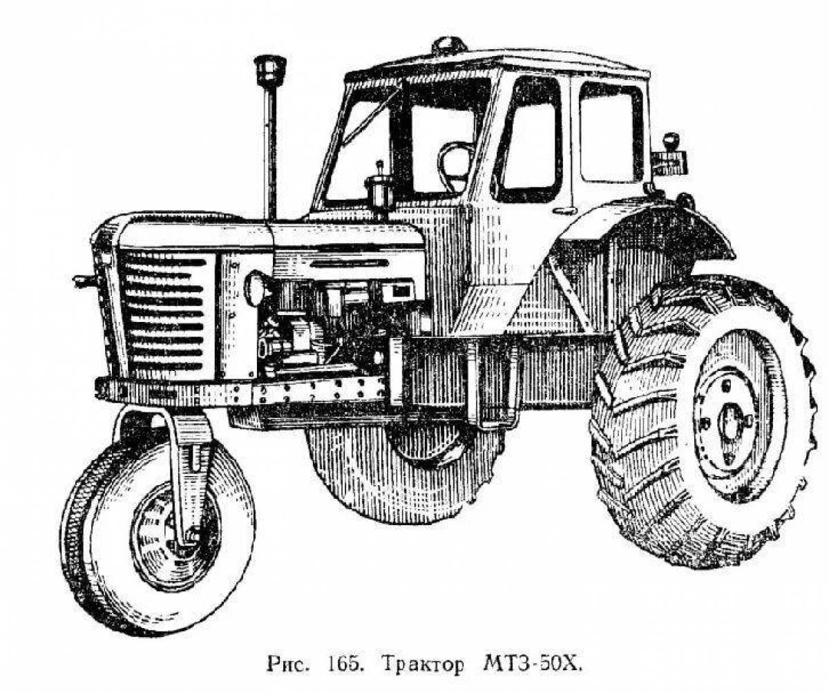 Раскраска очаровательный трактор мтз