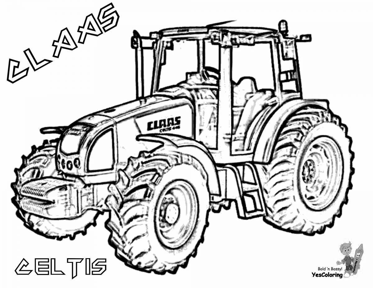 Coloring book glowing MTZ tractor