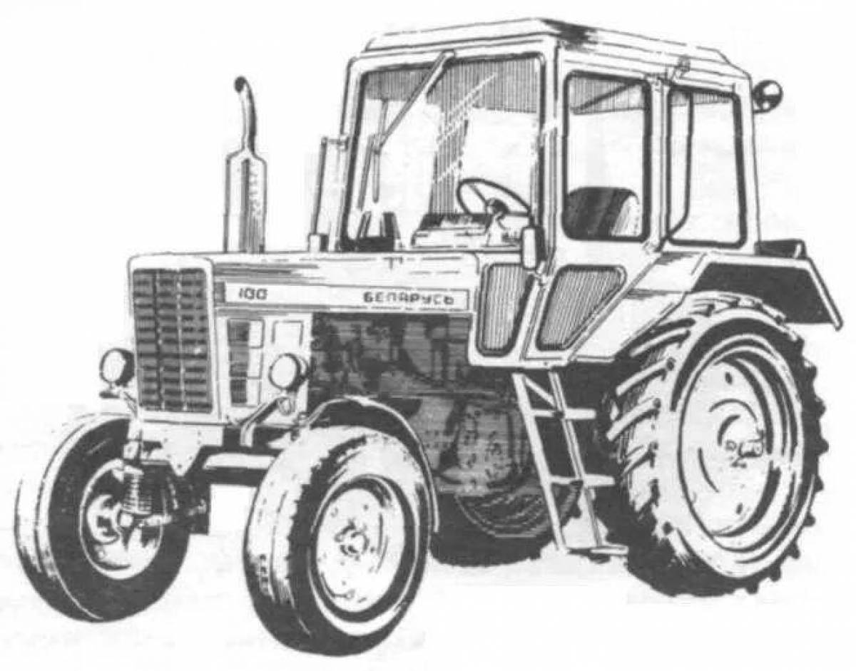 Coloring page shining MTZ tractor