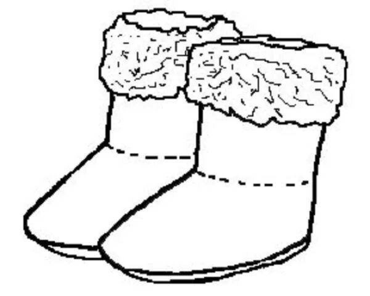 Colorful winter shoes coloring page