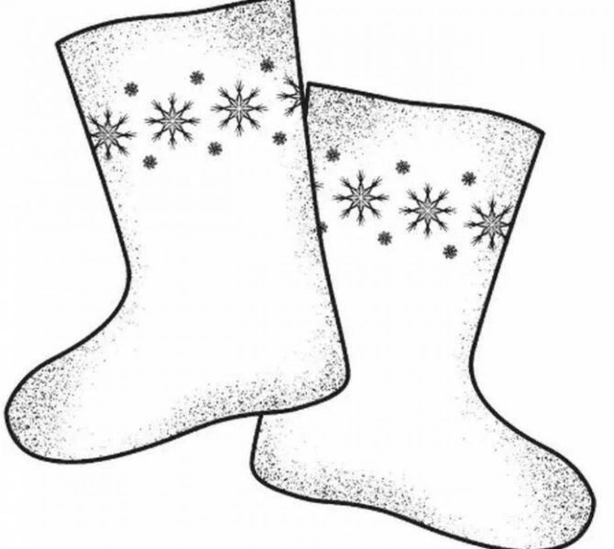 Playful winter shoes coloring page