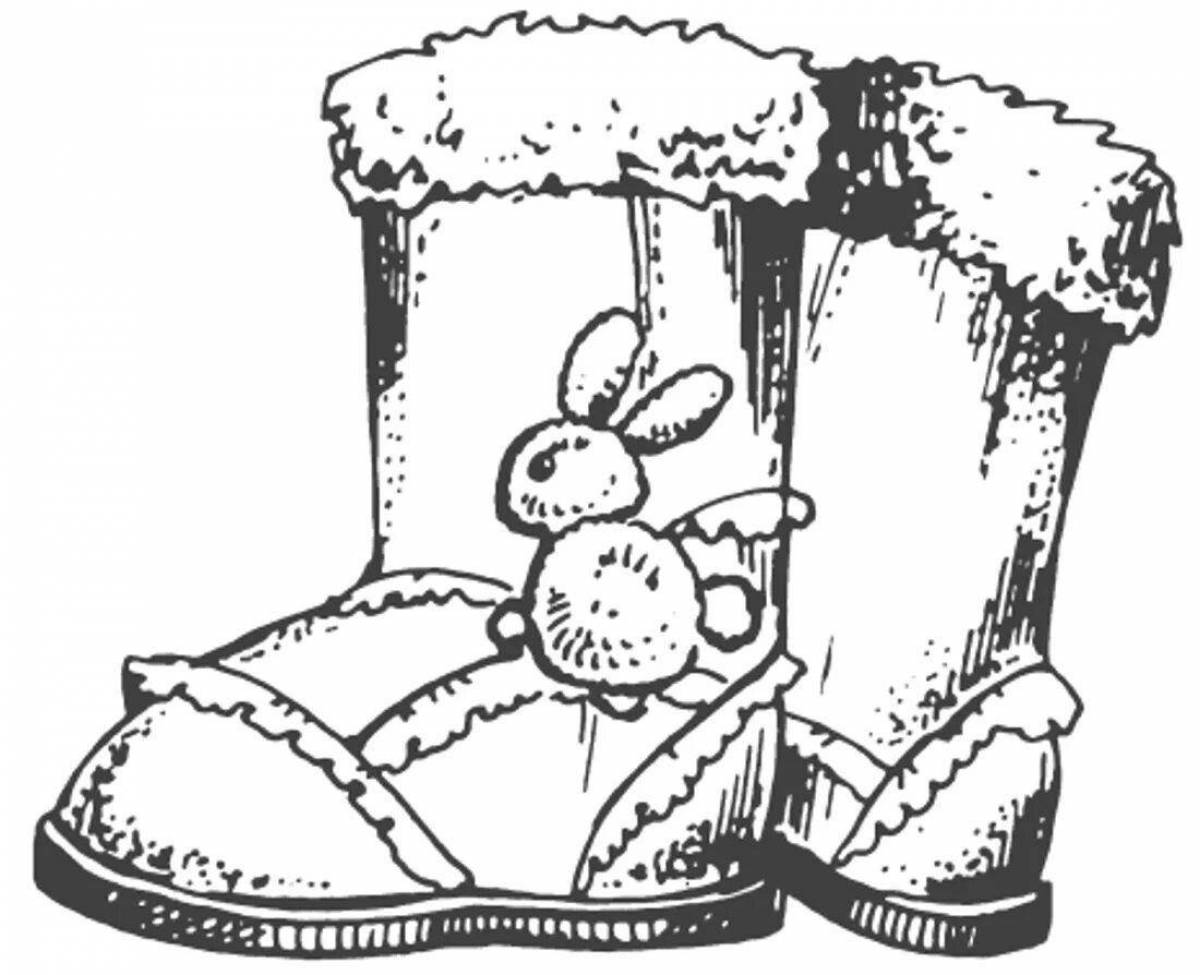 Coloring page joyful winter shoes