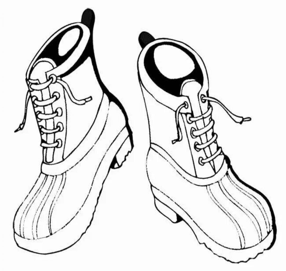 Coloring page luminous winter shoes