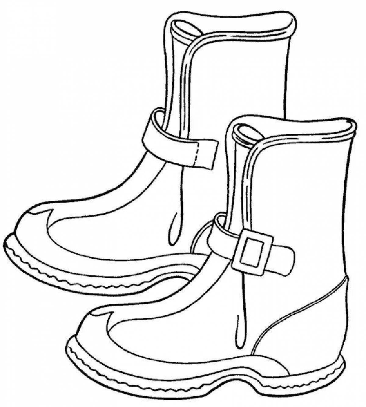 Coloring book shiny winter shoes