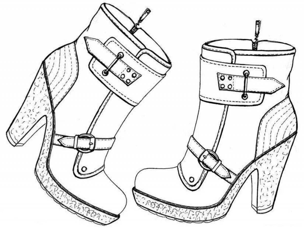 Coloring page fluffy winter shoes