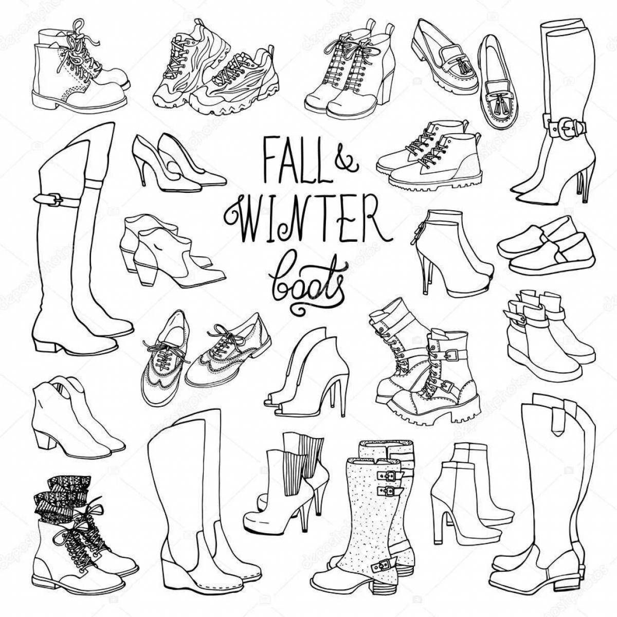 Coloring page cozy winter shoes