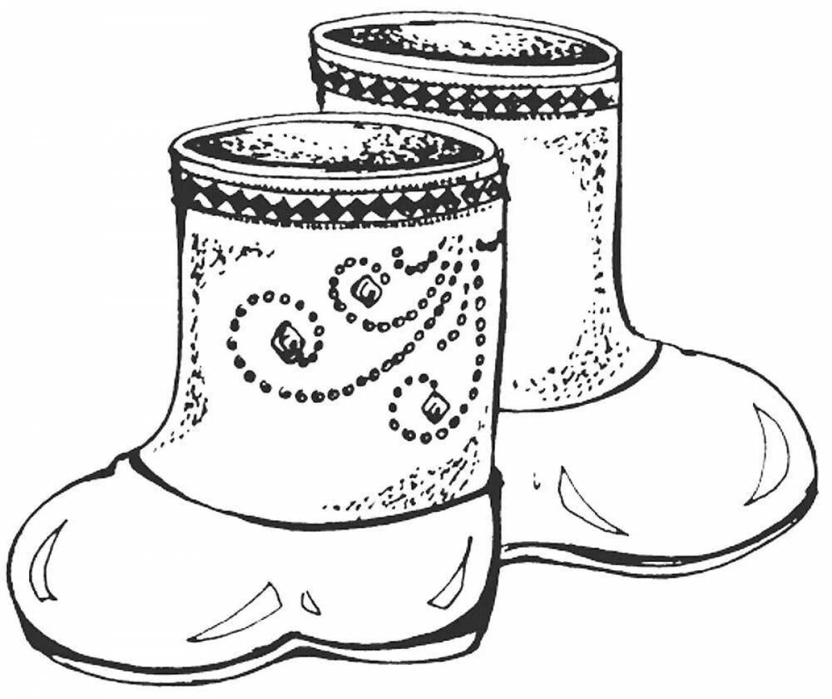 Coloring page warm winter shoes