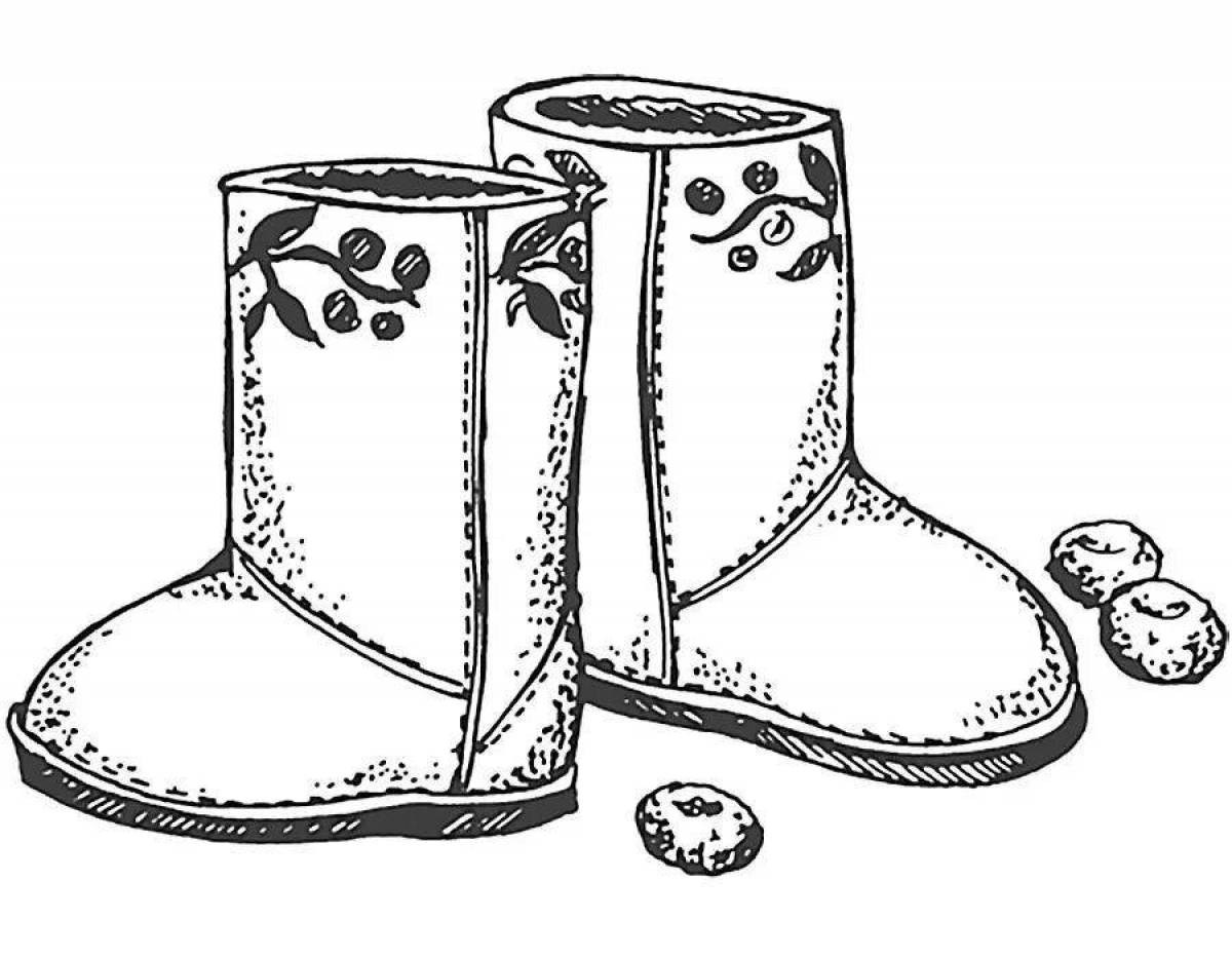 Coloring page fashionable winter shoes