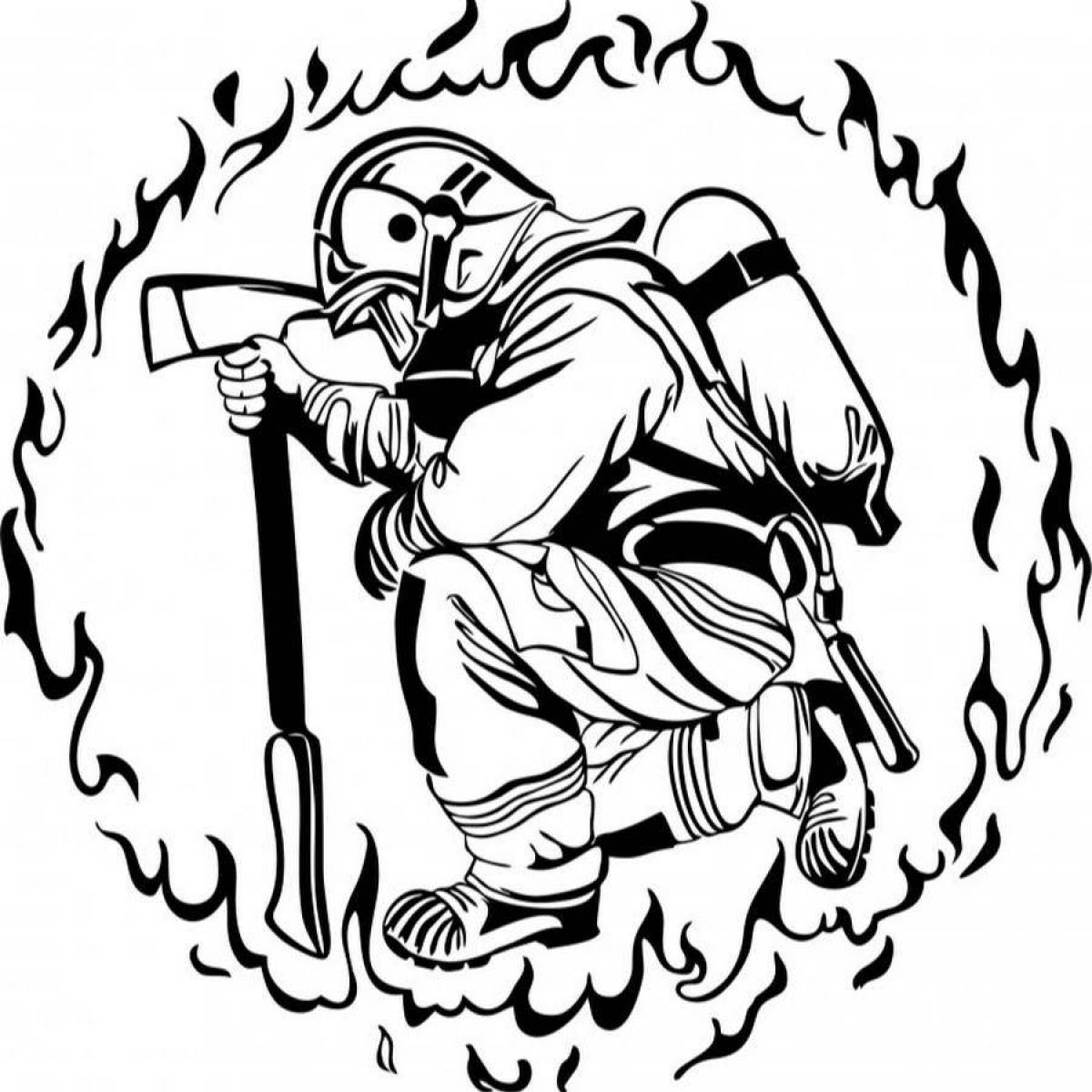 Coloring page mystical emblem of the Ministry of Emergency Situations