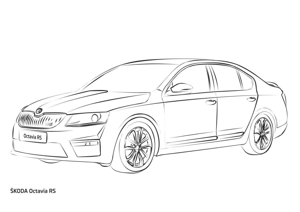 Colouring page with amazing skoda car