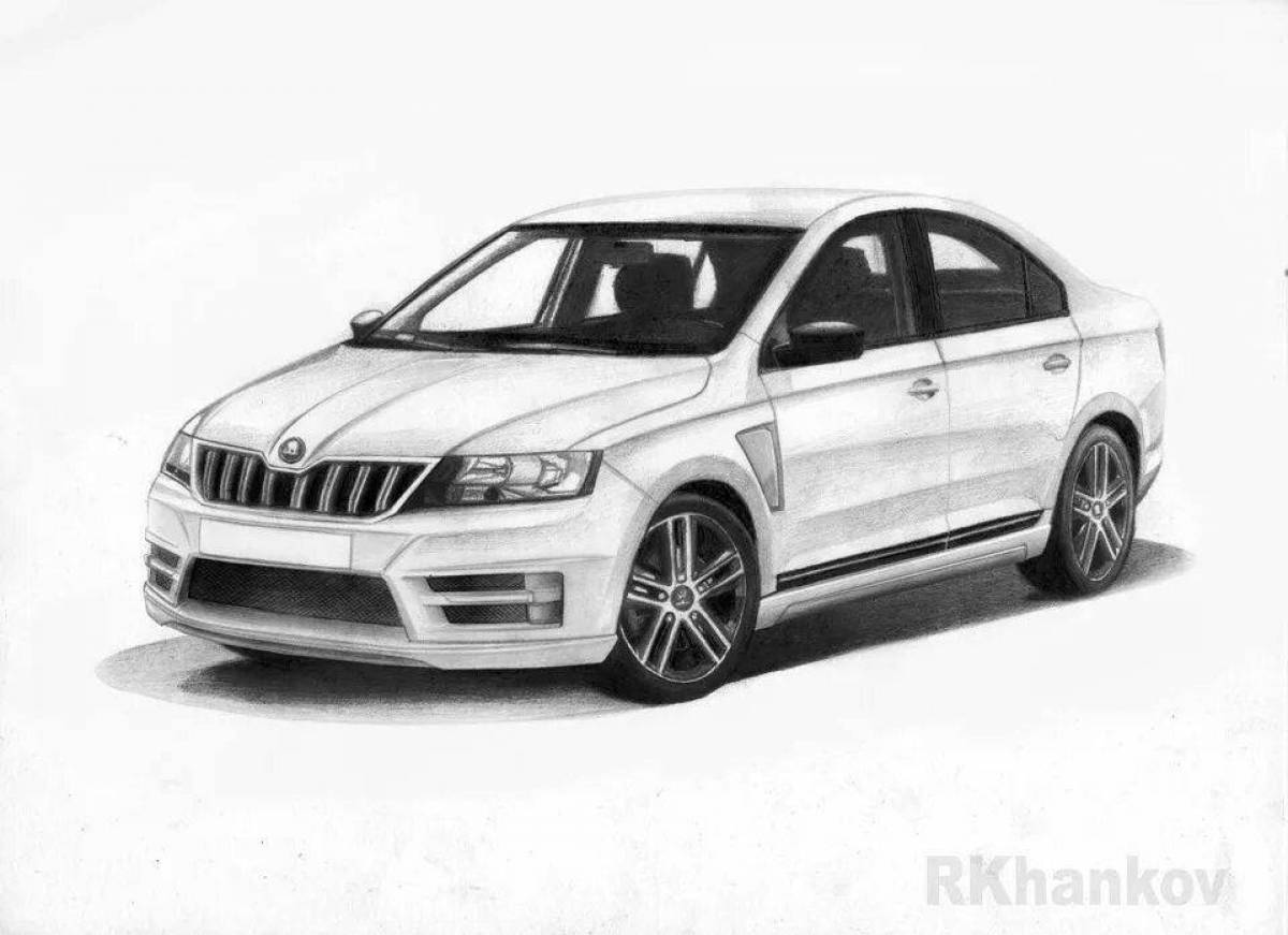 Раскраска славный автомобиль skoda