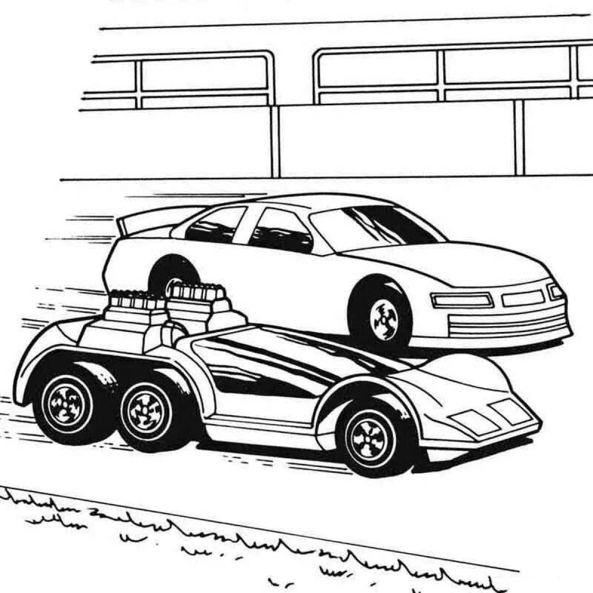 Coloring bright racing car